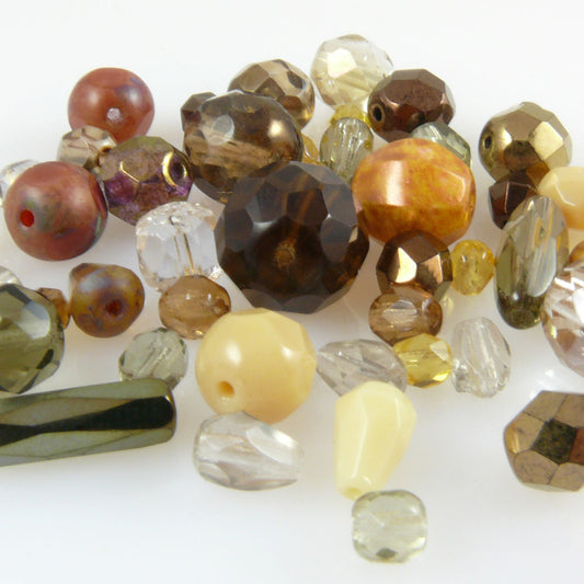 50 edle Perlen braun Glasschliffperlen Perlenmischung Mix 4-15mm Beads -798