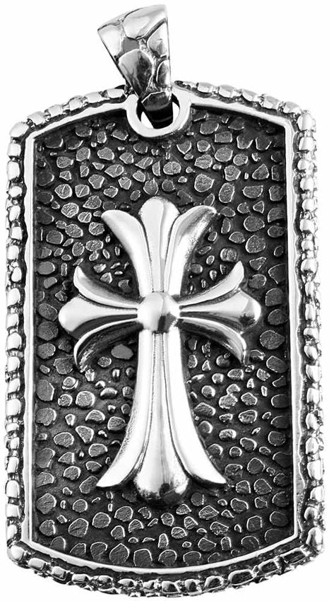DOG TAG Anhänger mit Kreuz modischer Edelstahlanhänger Edelstahlkreuz silber