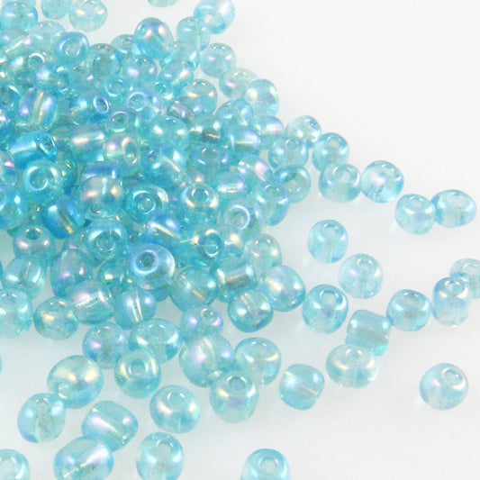 220 Rocailles Perlen Glasperlen 4mm AB hellblau Glas Beads Rocaillesperlen -642