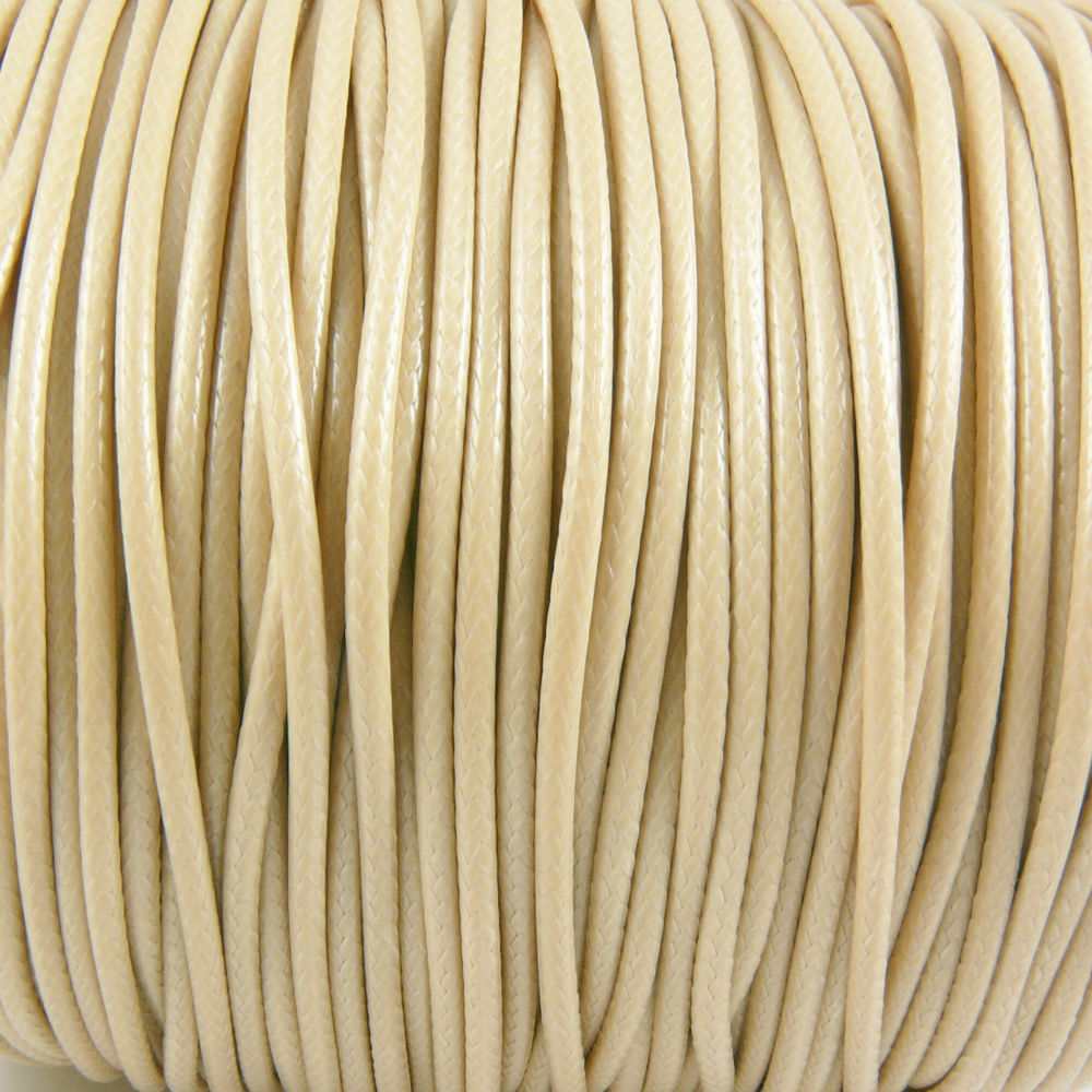 2m Wachsband Wachsschnur 2mm beige Schnur aus Baumwolle Bastelfaden -3336