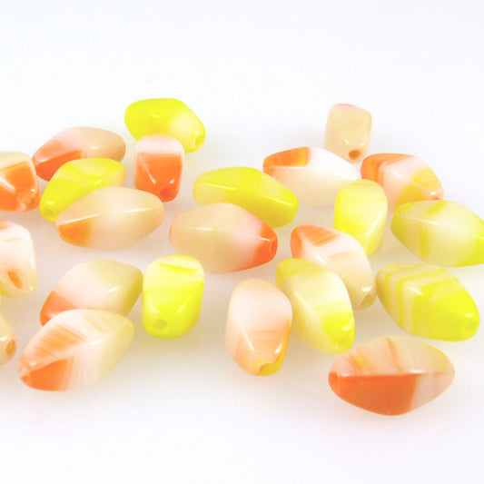 25 edle Glasperlen 11mm bunte Bastelperlen gelb orange weiß Perlen basteln -332
