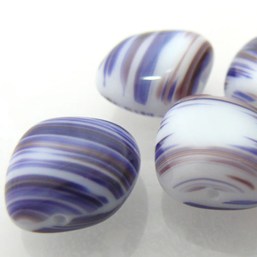 edle Glasperlen Nuggets 12x14mm lila violett blau weiß Perlen Schmuckgestaltung