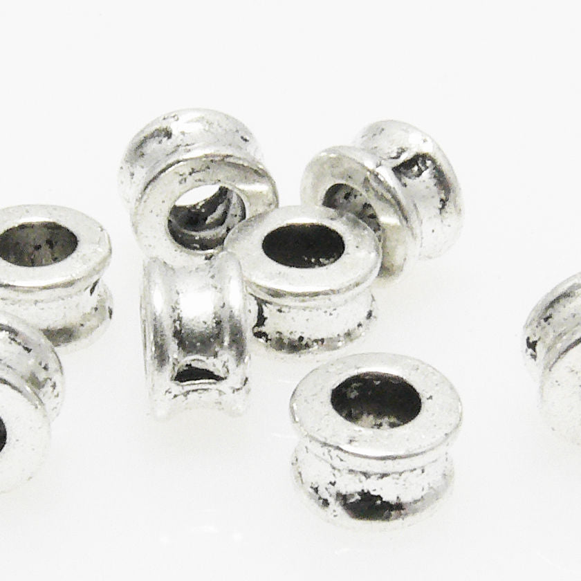 Metallperlen 4mm Großlochperlen altsilber 10 St