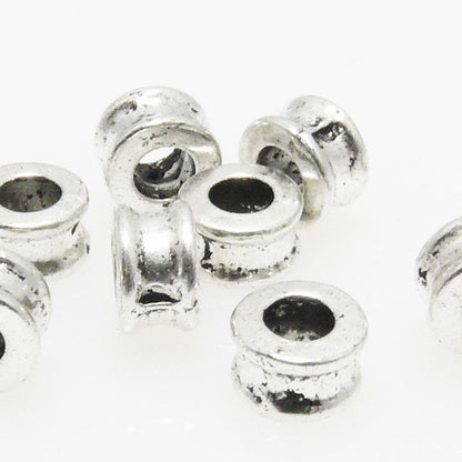 Metallperlen 4mm Großlochperlen altsilber 10 St