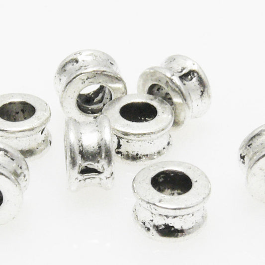 Metallperlen 4mm Großlochperlen altsilber 10 St