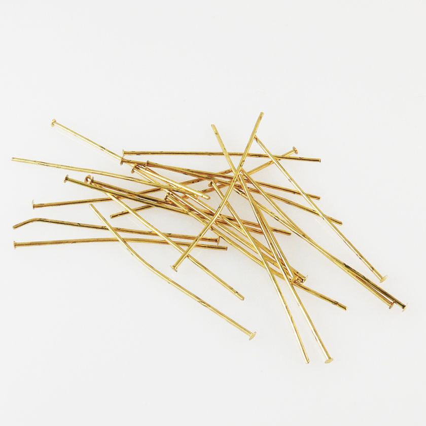 24 Kopfstifte Nietstifte vergoldet 40mm Headpins 4cm Stifte -473