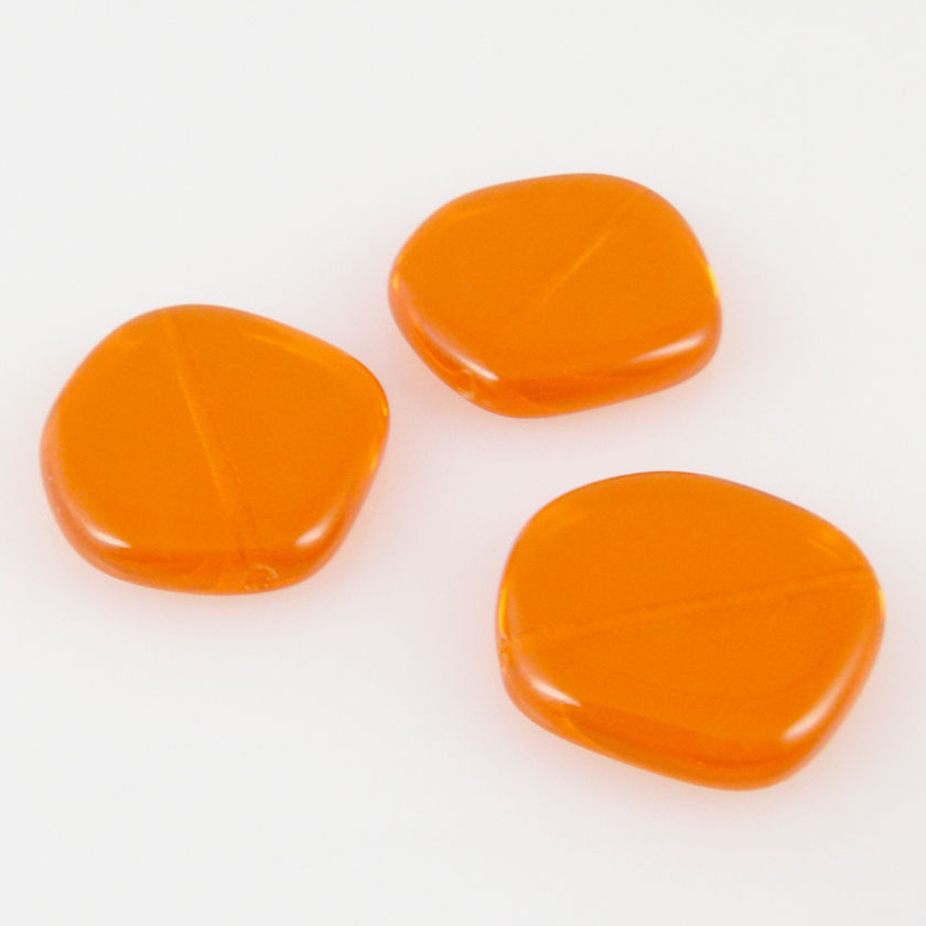 3 große Glasperlen 21mm orange Bastelperlen Scheiben Schmucksteine -1525