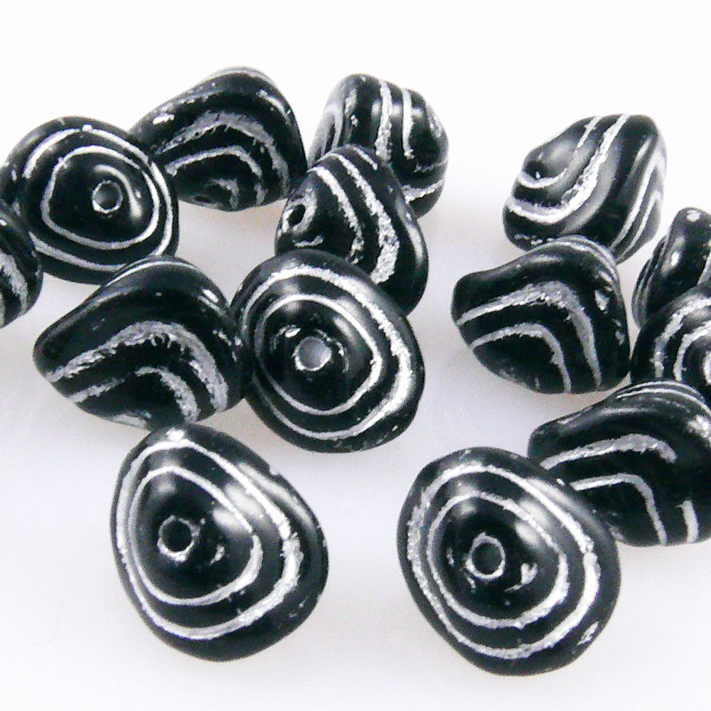 15 edle Perlen Nuggets Glasperlen schwarz 7x9mm Bastelperlen zum Auffädeln -1205