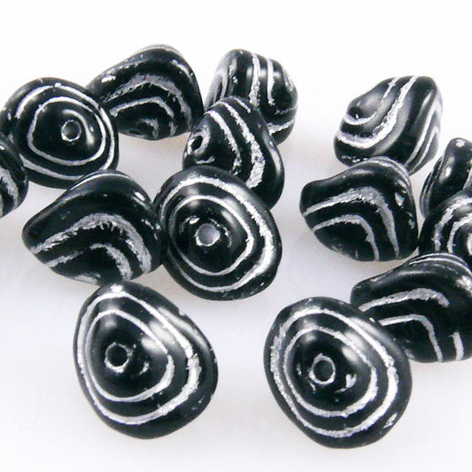 15 edle Perlen Nuggets Glasperlen schwarz 7x9mm Bastelperlen zum Auffädeln -1205