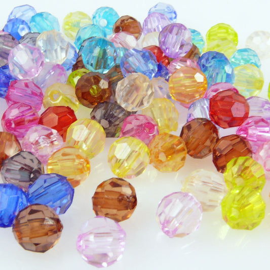 100 Perlen Mix bunte Kugeln 6mm runde Bastelperlen aus Kunststoff -626