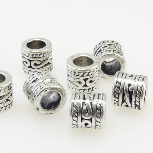 7 Metallperlen 7mm Spacer Großlochperlen altsilber Metall Beads Bastelperlen