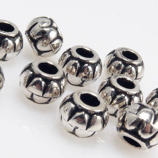 10x Perlen Kunststoffperlen 9x11mm Spacer Acrylperlen silber Beads Bastelperlen