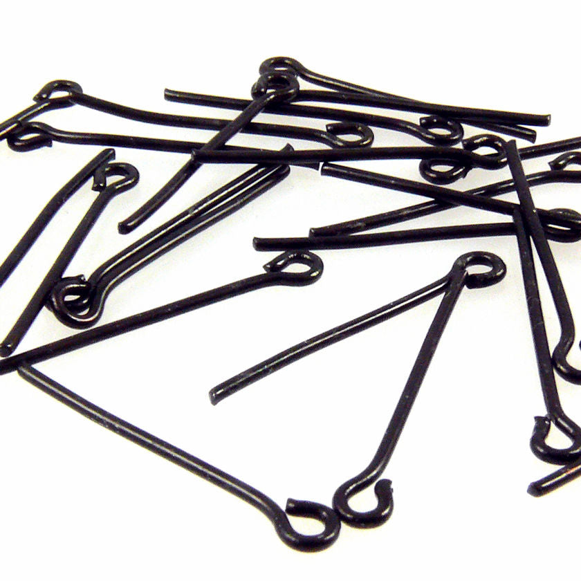 25 Ösenstifte Kettelstifte schwarz 20mm Stifte Ketten-Verbinder zum Schmuck Basteln