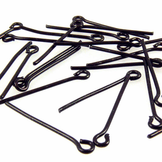 25 Ösenstifte Kettelstifte schwarz 20mm Stifte Ketten-Verbinder zum Schmuck Basteln
