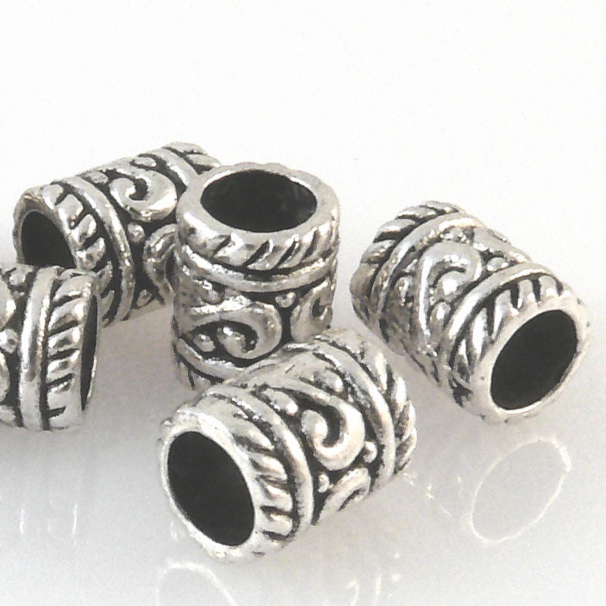 7 Metallperlen Perlen 9mm Spacer Großlochperlen altsilber Metall Bastelperlen