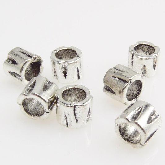 7 Metallperlen Perlen 6x7mm Spacer Großlochperlen altsilber Beads Metallbeads