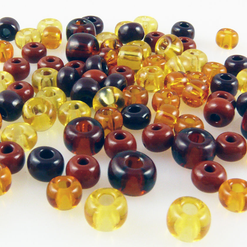 90 große Rocailles Glasperlen 6-8mm Perlen Mix topas braun mocca Beads -729
