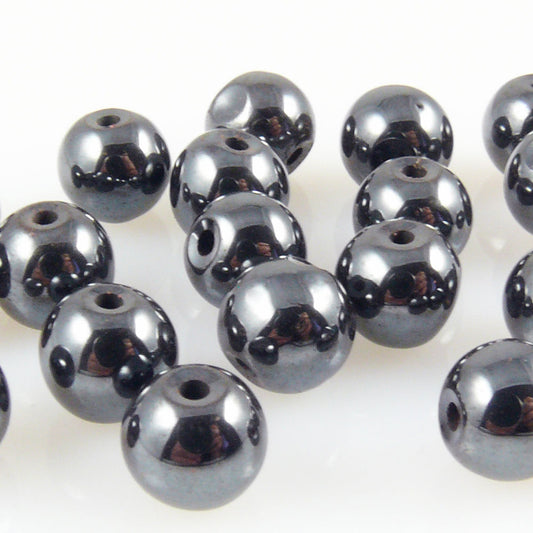 20 Hämatit Perlen Kugeln 8mm Bastelperlen metallgrau Beads zum Auffädeln -368