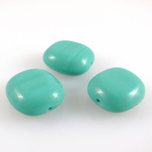 3 edle Glasperlen 17mm Kissen Perlen türkis grün Schmucksteine zum Basteln -640