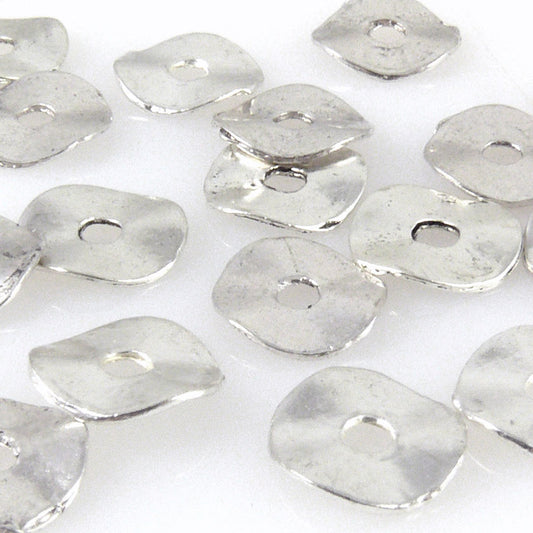 20x gewellte Scheiben 9mm Metallperlen silber antik Metall Spacer -1439