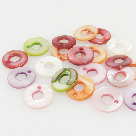 20 Perlmuttperlen Anhänger Ringe 12mm Muschelperlen pastell Bastelperle Perlmutt