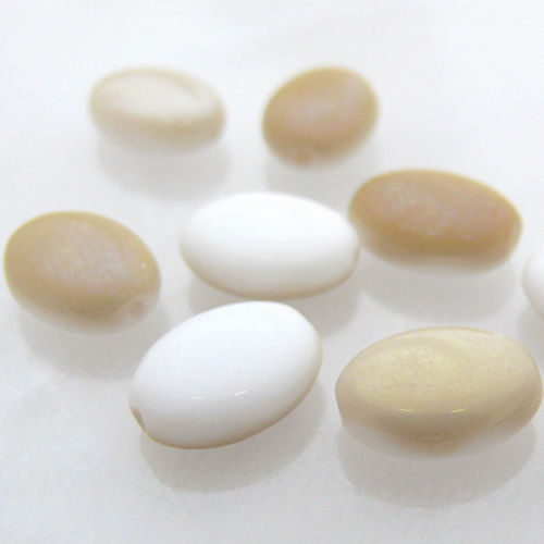 20 weiß-beige ovale Perlen Oliven Glasperlen 12mm -547