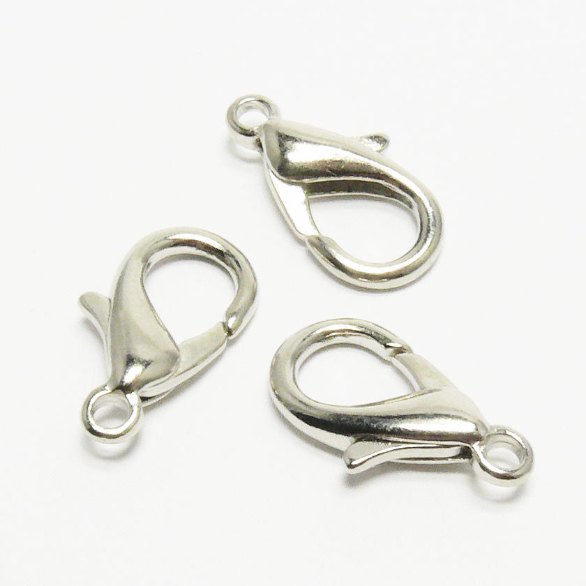 3 große Verschlüsse 21x12mm Karabiner silberfarben Kettenverschluss silber -1167