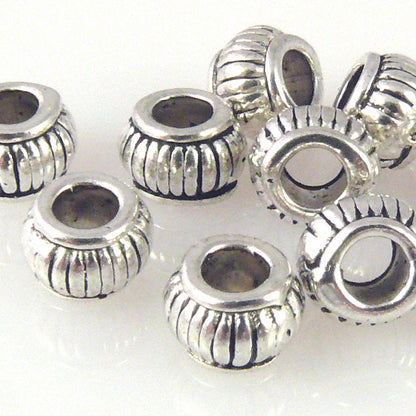 10 Metallperlen 5x7mm Spacer Großlochperlen altsilber Metall Perlen silber -1530