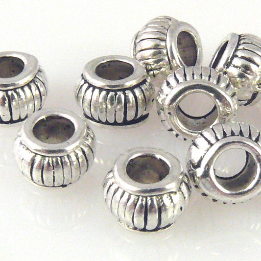 10 Metallperlen 5x7mm Spacer Großlochperlen altsilber Metall Perlen silber -1530