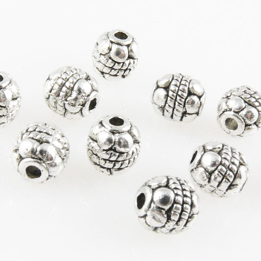 10x Metallperlen Metall Perlen 6mm Kugeln silberfarben Beads runde Metallkugeln