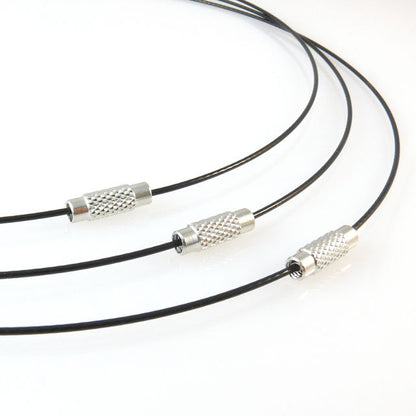 Halsreif aus Edelstahl mit Schraubverschluß 46cm schwarz Collier für Perlen