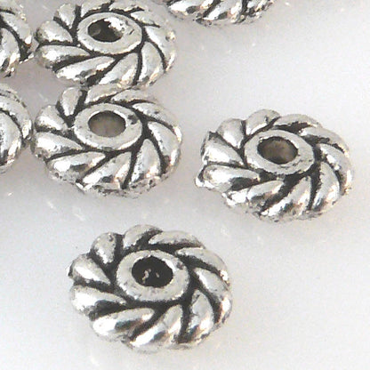 20 Rondelle Metallperlen 2x6mm Spacer Perlen altsilber Metallspacer Basteln -719