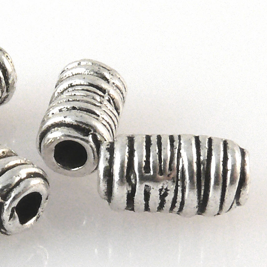 5 Metallperlen Perlen 11mm Spacer Großlochperlen altsilber Metall Bastelperlen