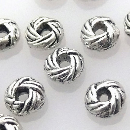 15 Metallperlen Metall Perle Rondelle silber Perlen Bastelperlen Spacer -777