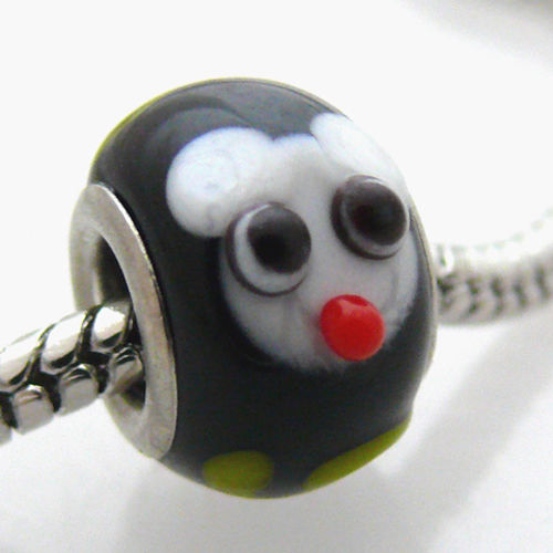 Großlochperlen schwarz 13mm Glas Bead süße Glasperle -537