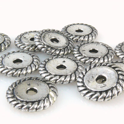 12 Kunststoffperlen Rondell 18mm Acrylperlen Spacer Perlen silber Spacerperlen