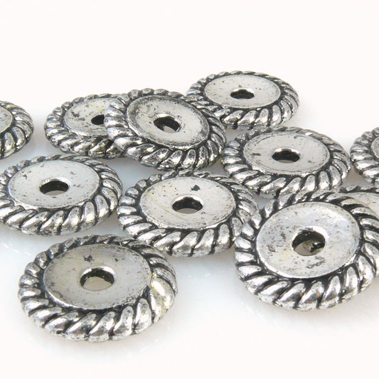 12 Kunststoffperlen Rondell 18mm Acrylperlen Spacer Perlen silber Spacerperlen
