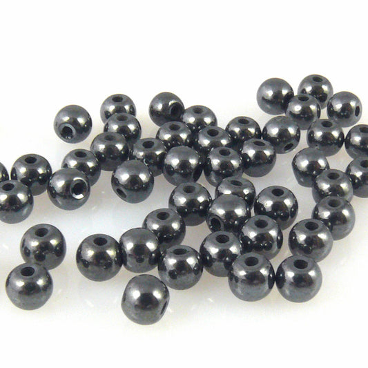 50 Hämatit Perlen Kugeln 4mm Bastelperlen metallgrau Hämatitkugeln -124
