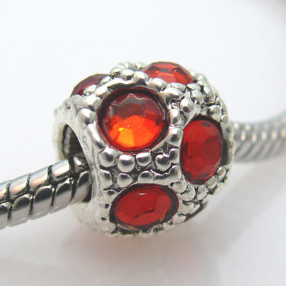 1x Metallbead Kugel Strass Metall Bead rot Strassperlen zum Sammeln Metallperlen