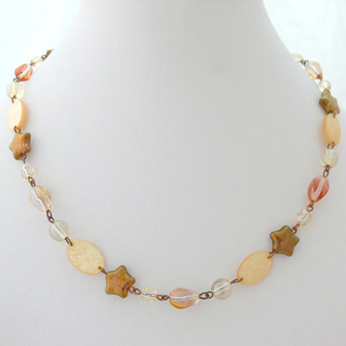 Halskette Damen Kette 44cm Lampwork Glasperlen Damenschmuck bunte Perlenkette