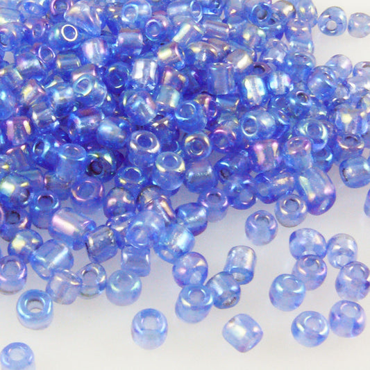 300 Rocailles Perlen Glasperlen 4mm AB blau lila Glas Beads Indianerperlen -567