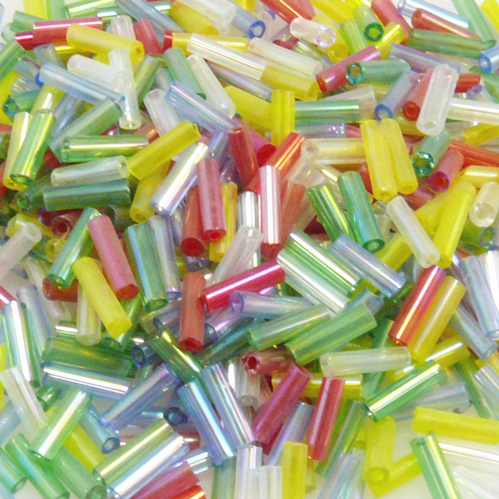 550 Rocailles-Stifte Mix 7mm Röhrchen bunt Lüster Perlen Rocaillesperlen Tube