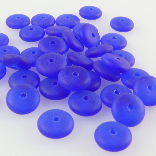 40 blaue Glasperlen Rondelle 2,8x8mm Perlen blau matt Spacer Beads -1063