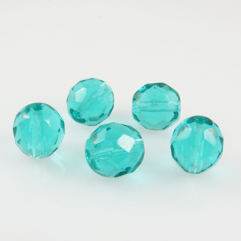 5x böhmische Glasschliffperlen facettiert 12mm türkis runde Glasperlen Glasbeads