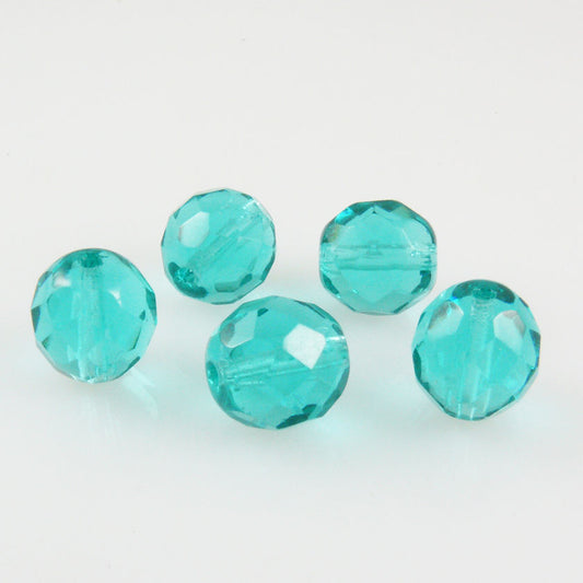 5x böhmische Glasschliffperlen facettiert 12mm türkis runde Glasperlen Glasbeads