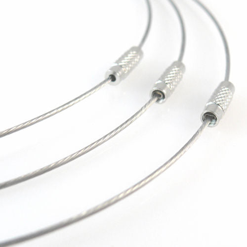 Halsreif aus Edelstahl mit Schraubverschluß 46cm altsilber Collier silber -2012