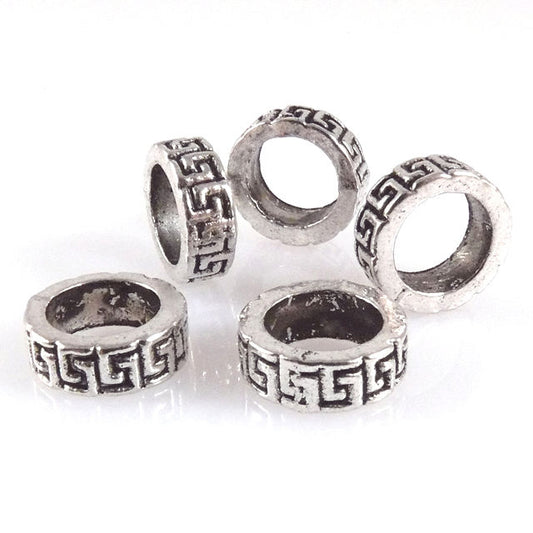 5 Metallperlen Ringe 11mm Spacer Großlochperlen altsilber Metallspacer -339