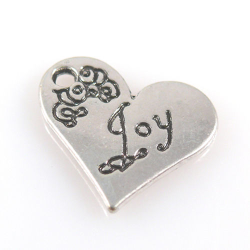Metallanhänger altsilber "Joy" 20mm Herzanhänger Metall Anhänger Bastelperlen