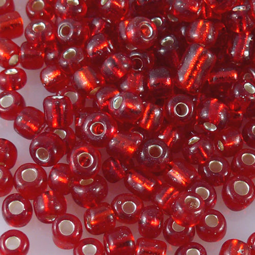 280 Rocailles Glasperlen rot mit Silbereinzug 3-4mm Rocaillesperlen zum Basteln