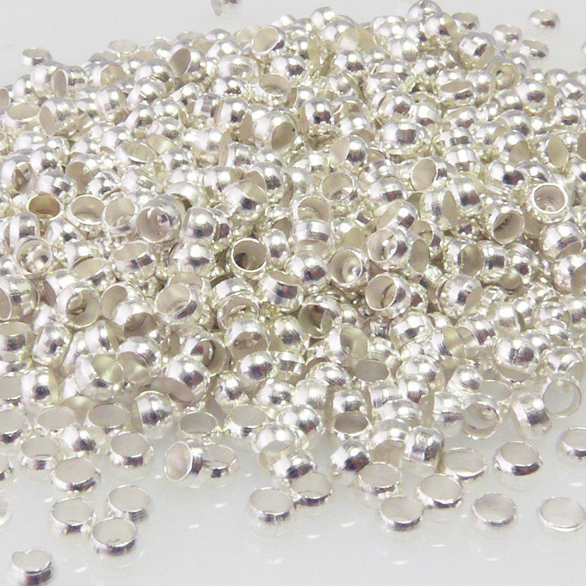 1000x Quetschperlen 3mm versilbert Großpackung Perlen zum Quetschen -1633